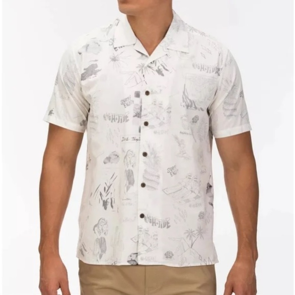 Hurley Men’s XXL Button Front Surf Print Shirt Short Sleeve